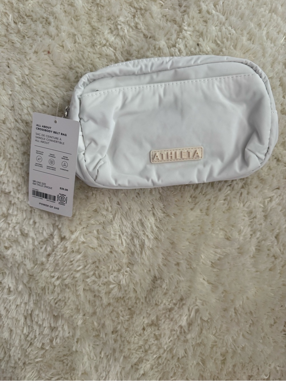 Athleta White Quilted Crossbody Belt Bag